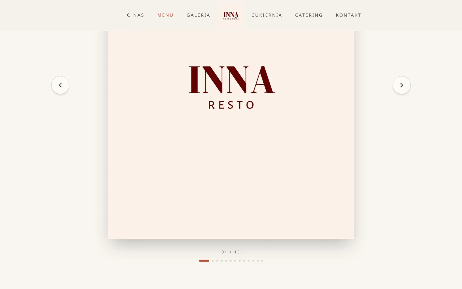 INNA.resto - Menu - projekt strony internetowej - Michał Grochowski